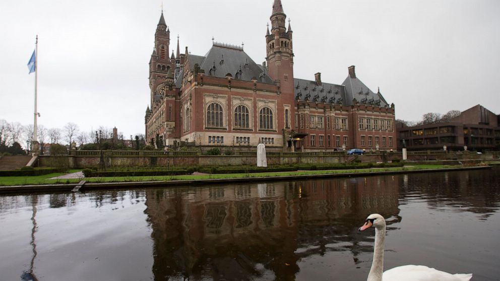 FILE - Exterior view of the International Court of Justice, or World Court, in The Hague, Netherlands, Friday, Feb. 2, 2018. The United Nations' highest court ruled Thursday, April 21, 2022 that Colombia breached Nicaragua's rights in waters of the C
