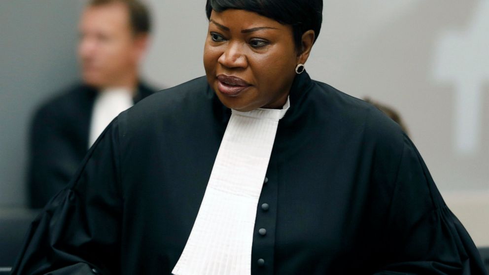 FILE - In this Tuesday Aug. 28, 2018 file photo, Prosecutor Fatou Bensouda at the International Criminal Court (ICC) in The Hague, Netherlands. The ICC says its jurisdiction extends to territories occupied by Israel in the 1967 Mideast war, appearing