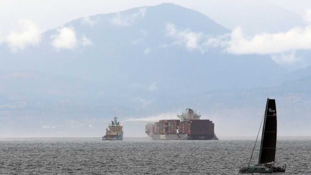 Fire burns aboard container ship off British Columbia