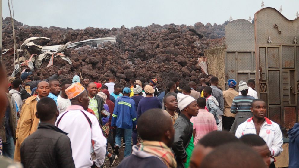 Congo volcano's lava flows short of regional capital