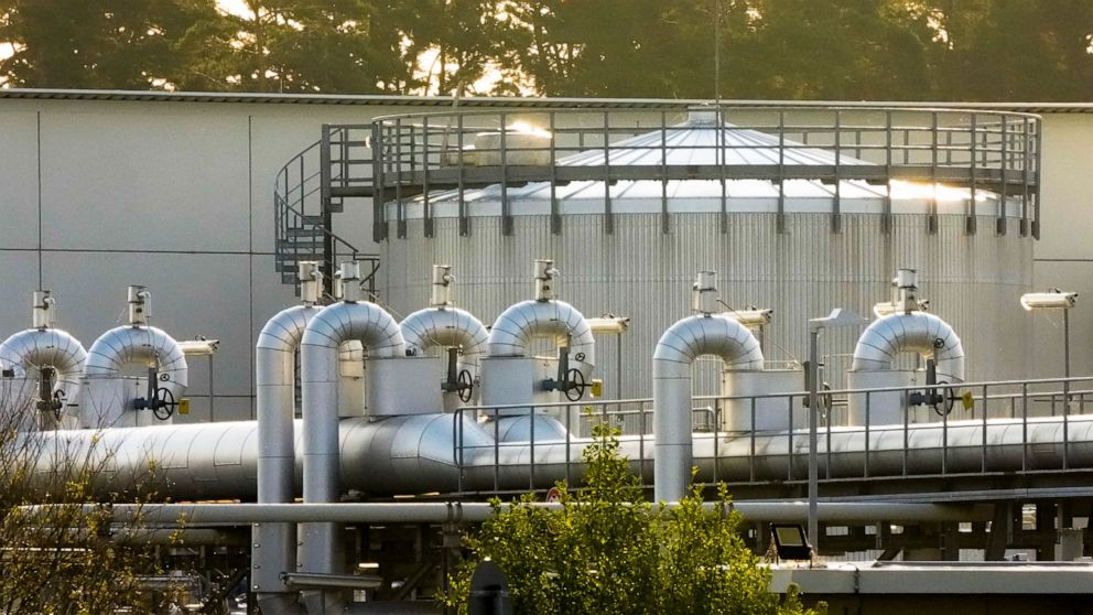 Morning light lights the landfall facility of the Nord Stream 1 Baltic Sea pipeline and the transfer station of the OPAL gas pipeline, the Baltic Sea Pipeline Link, in Lubmin, Germany, Thursday, July 21, 2022. The operator of the major pipeline from 