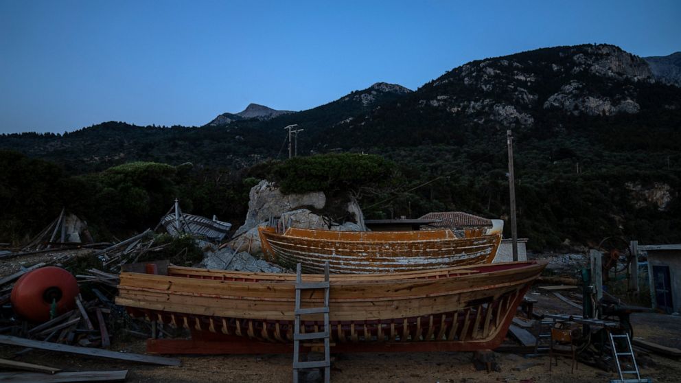 Wooden boats stands at Agios Isidoros boatyard on the eastern Aegean island of Samos, Greece, on Wednesday, June 9, 2021. The art of designing and building these vessels, done entirely by hand, is under threat. Fewer people order wooden boats since p