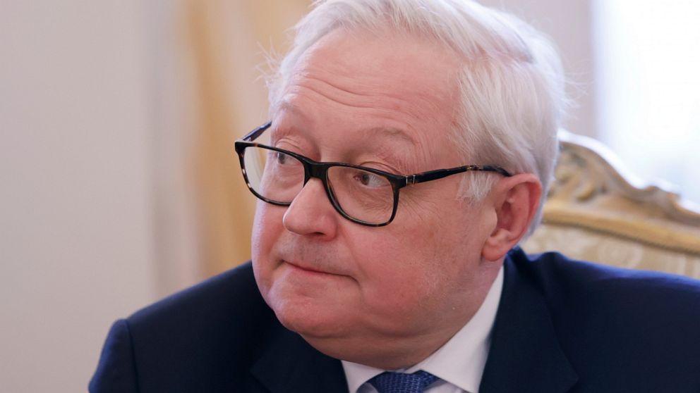 FILE - Russian Deputy Foreign Minister Sergei Ryabkov attends the talks between Russian Foreign Minister Sergey Lavrov and Iranian Foreign Minister Hossein Amir Abdollahian in Moscow, Russia, Tuesday, March 15, 2022. A senior Russian diplomat says th