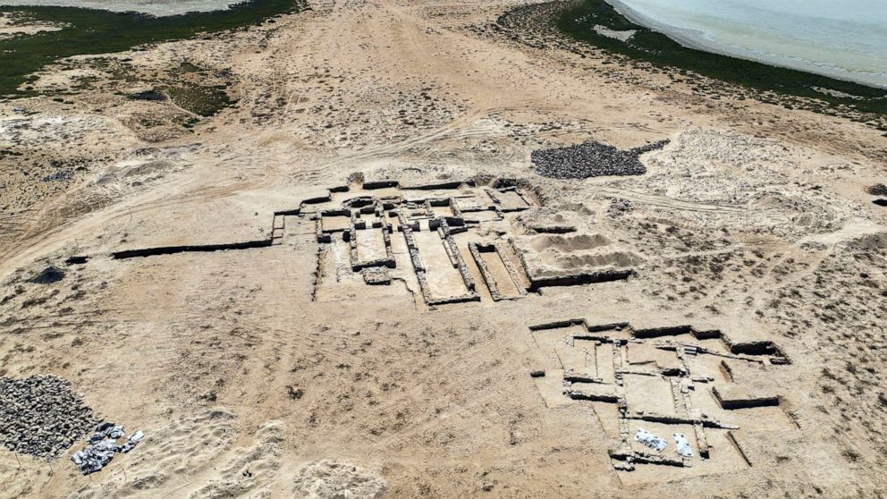 This March 14, 2022, handout photo from the Department of Archaeology and Tourism of Umm al-Quwain shows an ancient Christian monastery uncovered on Siniyah Island in Umm al-Quwain, United Arab Emirates. An ancient Christian monastery possibly dating