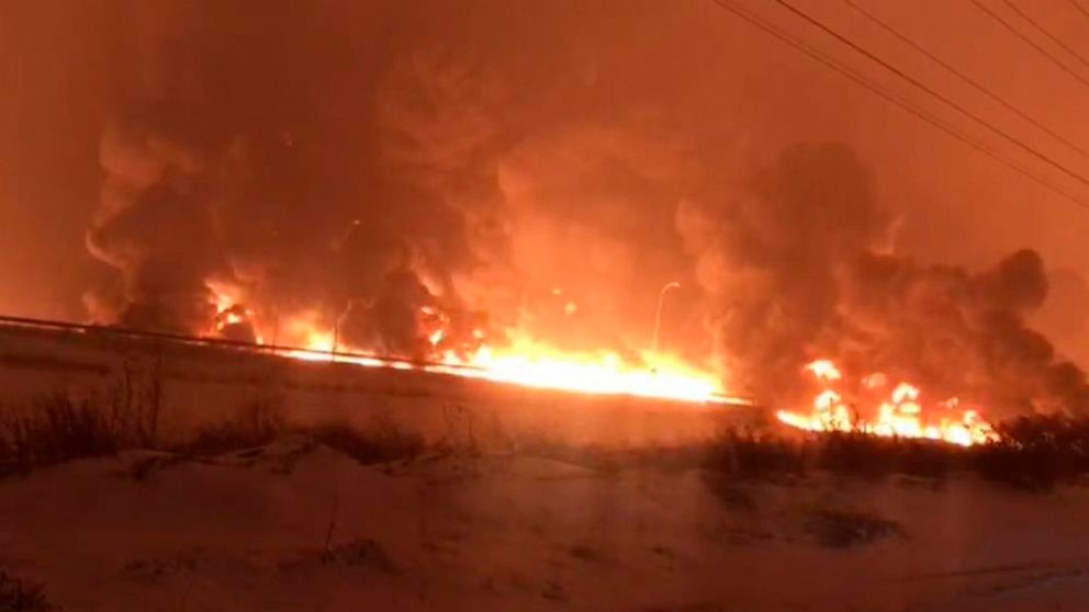 In this screenshot taken from a video, smoke rises from an oil pipeline near the town of Pazarcik in the Kahramanmaras province, Turkey, Tuesday, Jan. 18, 2022. An explosion has shut down a pipeline in southeastern Turkey that carries oil from Iraq t