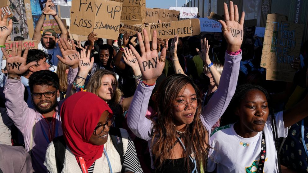 Demonstration at the COP27 U.N. Climate Summit, Nov. 18, 2022, in Sharm el-Sheikh, Egypt. 