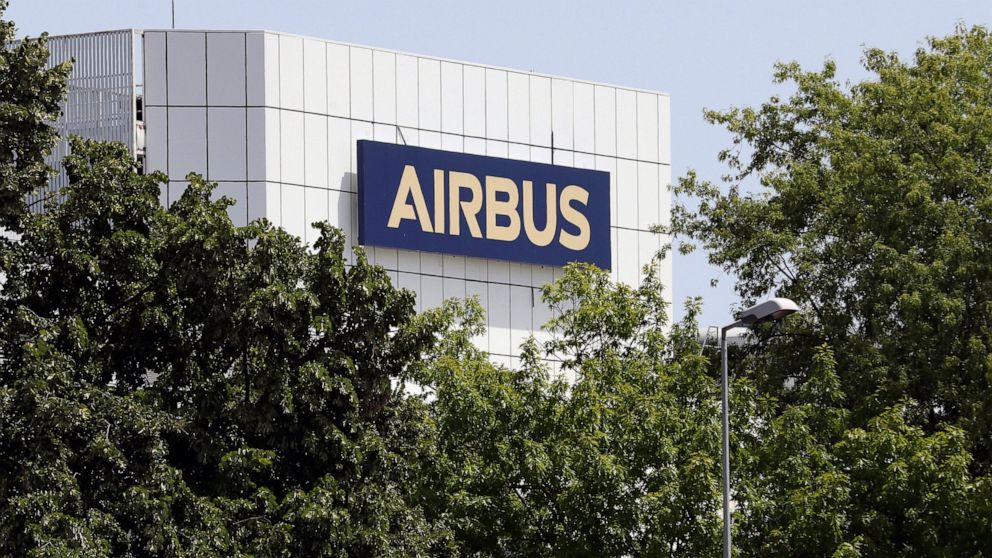 FILE - The logo of Airbus group is displayed in Toulouse, south of France, on July 9, 2020. A Paris court on Wednesday Nov. 30, 2022 approved an agreement under which Airbus will pay a 15.8 million euro ($16.3 million) fine to end a corruption probe 