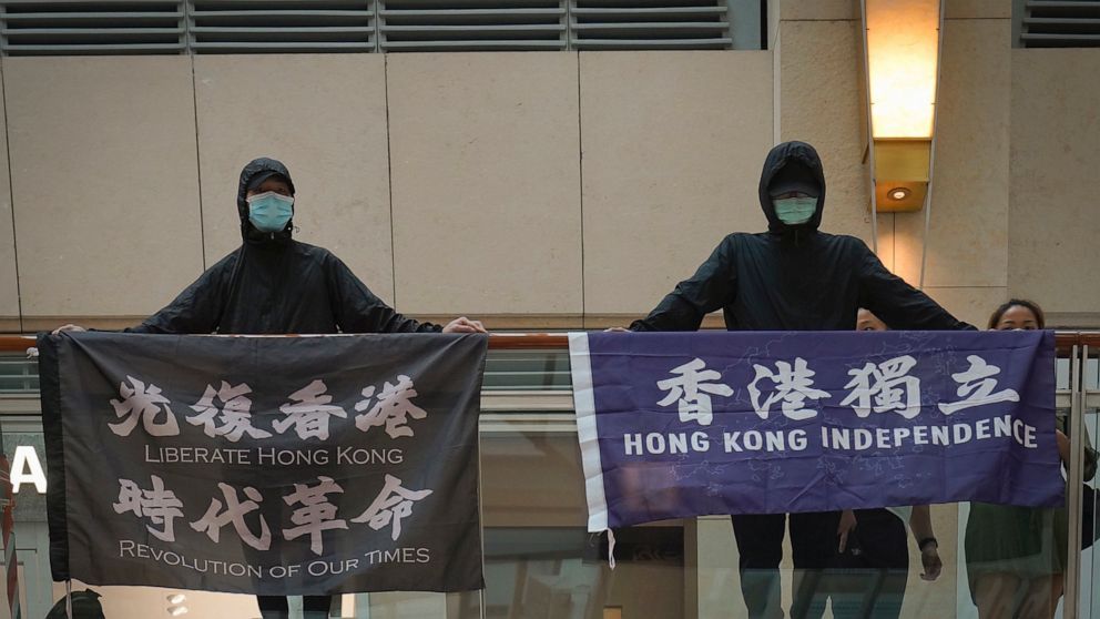 Hong Kong police arrest man for sedition over protest flag