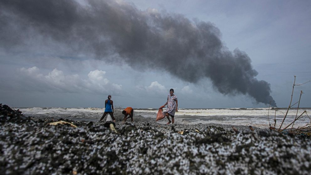 Fire-stricken container vessel sinking off Sri Lanka port