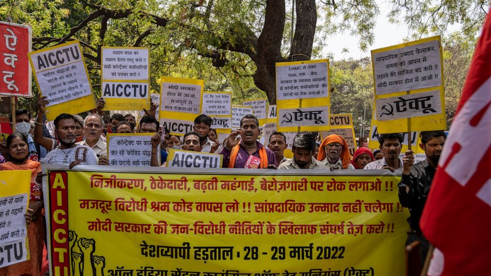 Protest in India's capital on 2nd day of nationwide strike