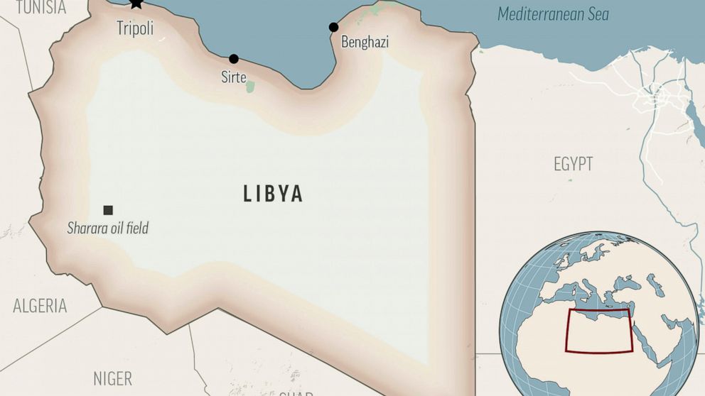 This is a locator map for Libya with its capital, Tripoli. (AP Photo)