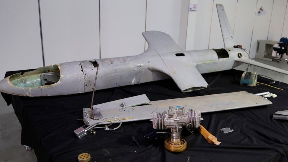 In this undated photograph obtained by The Associated Press, a UAV-X drone flown by Yemen's Houthi rebels is seen in Hodeida, Yemen. A Yemen rebel drone strike this week, likely by UAV-Xs, on a critical Saudi oil pipeline shows that the otherwise-pea