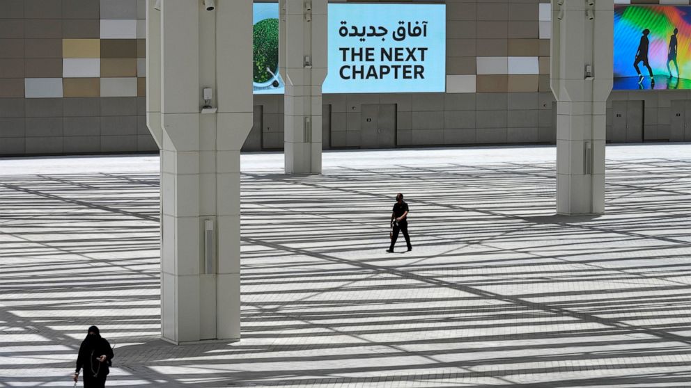 A billboard advertises future plans for the Expo 2020 site, in Dubai, United Arab Emirates, Monday, June 20, 2022. During a press conference Monday, Ahmed Al-Khatib, the chief development, and delivery officer announced that the site will be transfor
