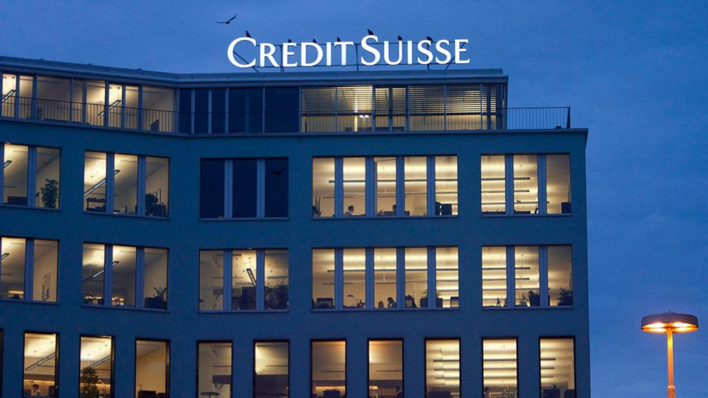 FILE- The logo of Credit Suisse is seen at a building in the Brunau quarters in Zurich, Switzerland, Tuesday, Dec. 9, 2008. Swiss banking giant Credit Suisse has agreed to pay the French government 238 million euros in a tax fraud settlement deal ann