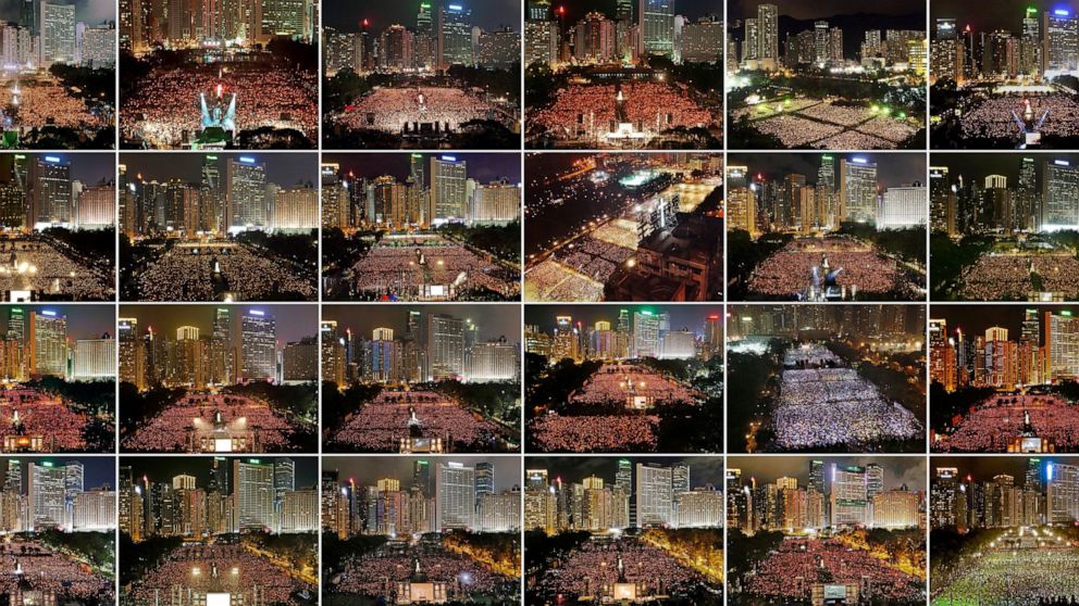 AP PHOTOS: Hong Kong's June 4 candlelit vigil over the years