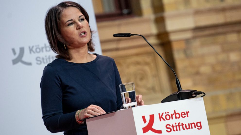 German Foreign Minister Annalena Baerbock speaks at the opening of the Berlin Foreign Policy Forum, organized by the Koerber Foundation, in Berlin, Germany, Tuesday, Oct. 18, 2022. Germany must avoid repeating the mistakes with China that it made in 