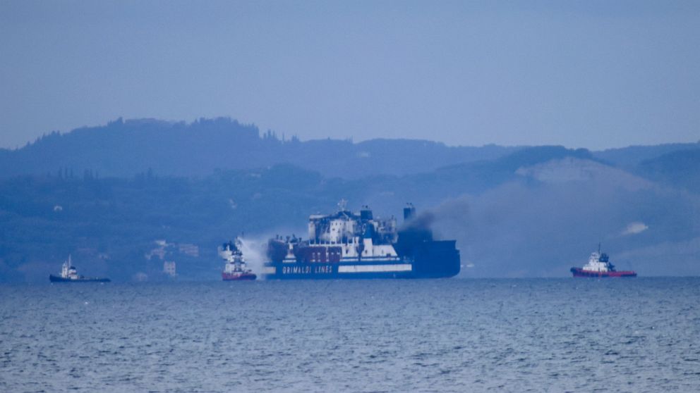 Survivor found in burning ferry off Greek island; 11 missing