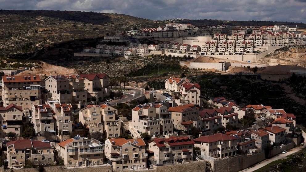 FILE - A general view shows the West Bank Jewish settlement of Efrat on March 10, 2022. The online travel agency Booking.com said on Monday, Sept. 19, 2022, that it plans to add warnings to listings in the Israeli-occupied West Bank, becoming the lat