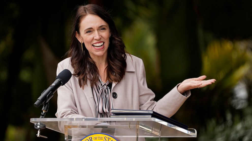 FILE - New Zealand Prime Minister Jacinda Ardern gestures while speaking at the San Francisco Botanical Garden in San Francisco, Friday, May 27, 2022. Australia’s new Prime Minister Anthony Albanese has held face-to-face meetings with the leaders of 