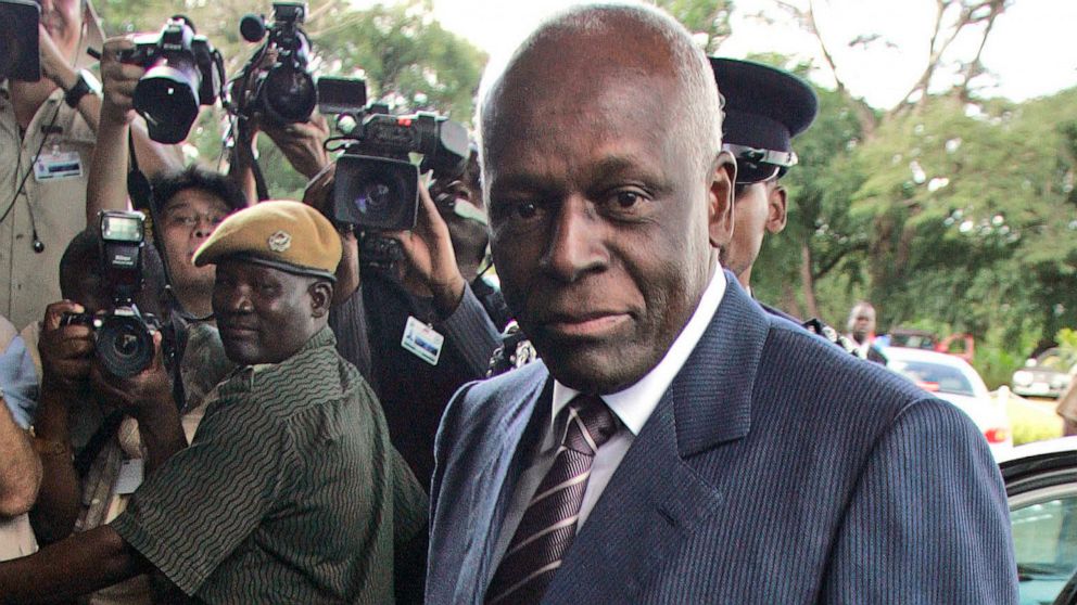 FILE - In this April 12, 2008, file photo, Angola President José Eduardo dos Santos arrives at the Mulungushi International Conference Center in Lusaka, Zambia. Spanish prosecutors said Thursday, July 7, 2022, they have decided to look into allegatio