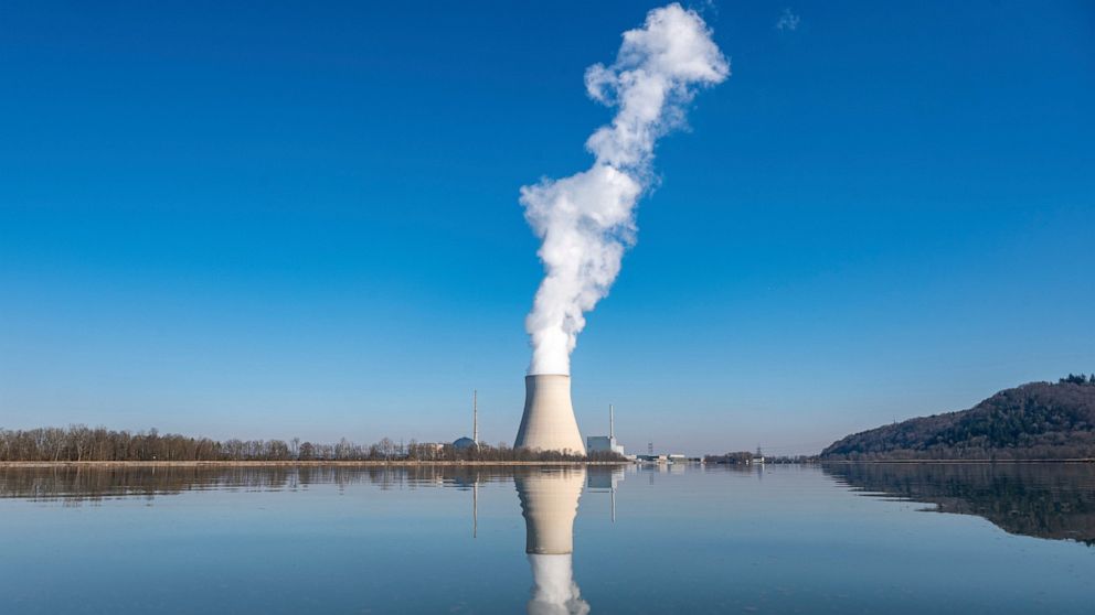 FILE - The nuclear power plant (NPP) Isar 2 is pictured in Essenbach, Germany, Thursday, March 3, 2022. Rising concern over the impact of a potential Russian gas cutoff is fueling an intensifying debate in Germany over whether the country should swit