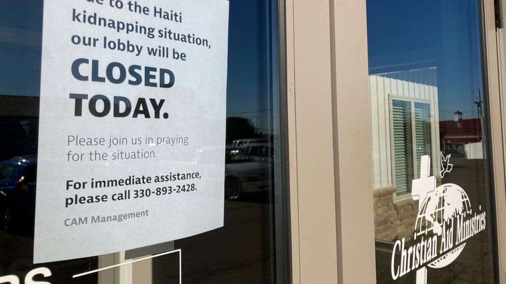 The Christian Aid Ministries headquarters in Berlin, Ohio, is closed Monday, Oct. 18, 2021, due to kidnappings in Haiti. U.S. officials are working with Haitian authorities to try to secure the release of 12 adults and five children with a U.S.-based
