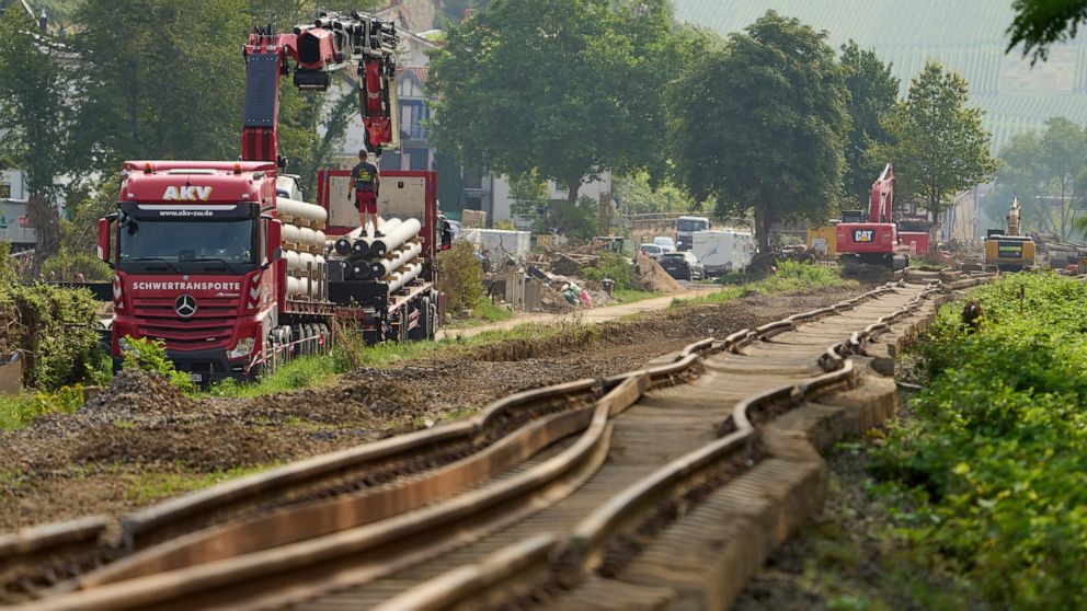 German railway resumes service to valley devastated by flood
