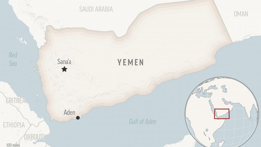 This is a locator map for Yemen with its capital, Sanaa. (AP Photo)