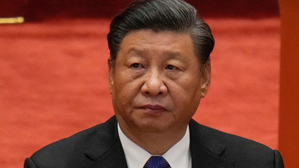 FILE - Chinese President Xi Jinping attends an event commemorating the 110th anniversary of Xinhai Revolution at the Great Hall of the People in Beijing on Oct. 9, 2021. The Chinese leader was the headline speaker for the start of the virtual “Davos 