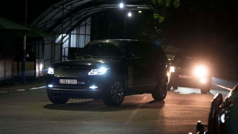 A motorcade which is believed to be conveying Sri Lanka's former president Gotabaya Rajapaksa leaves the Bandaranaike International airport in Colombo, Sri Lanka, Saturday, Sept. 3, 2022. Gotabaya Rajapaksa, who fled the country in July after tens of
