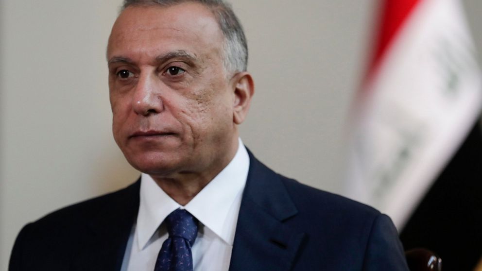 FILE - Iraqi Prime Minister Mustafa al-Kadhimi poses in his office during an interview with The Associated Press in Baghdad, Iraq, Friday, July 23, 2021. The Iraqi government says Prime Minister Mustafa al-Kadhimi has survived an assassination attemp