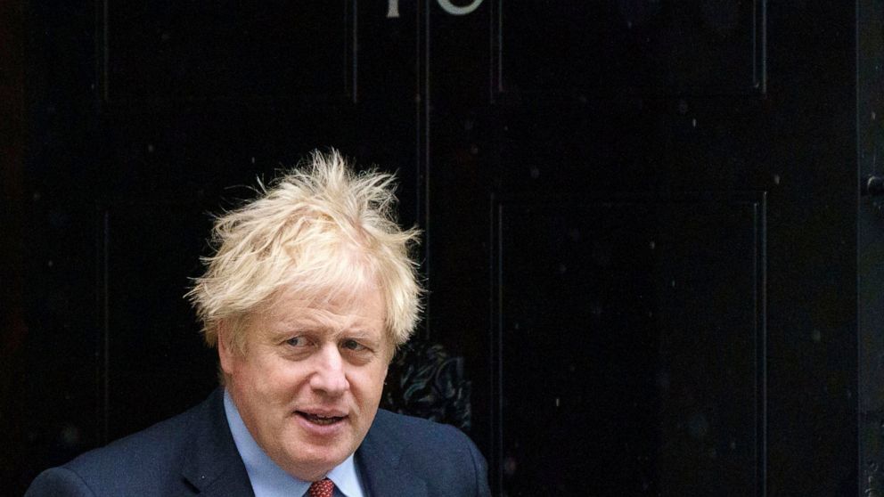 Britain's Prime Minister Boris Johnson leaves 10 Downing Street, in London, Friday May 20, 2022. (Dominic Lipinski/PA via AP)