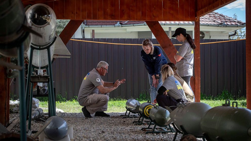 Ukrainian women train in Kosovo to find, clear landmines