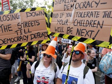 Protesters rally against Johnson's Brexit plans in UK
