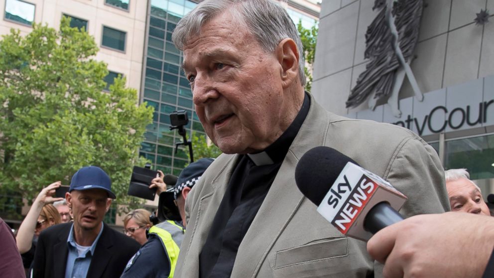 Cardinal George Pell leaves the County Court in Melbourne, Australia, Tuesday, Feb. 26, 2019. The most senior Catholic cleric ever charged with child sex abuse has been convicted of molesting two choirboys moments after celebrating Mass, dealing a ne