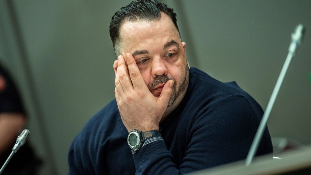 Former nurse Niels Hoegel, accused of multiple murder and attempted murder of patients, attends a session of the district court in Oldenburg, Germany, Wednesday, June 5, 2019. (Mohssen Assanimoghaddam/dpa via AP, Pool)