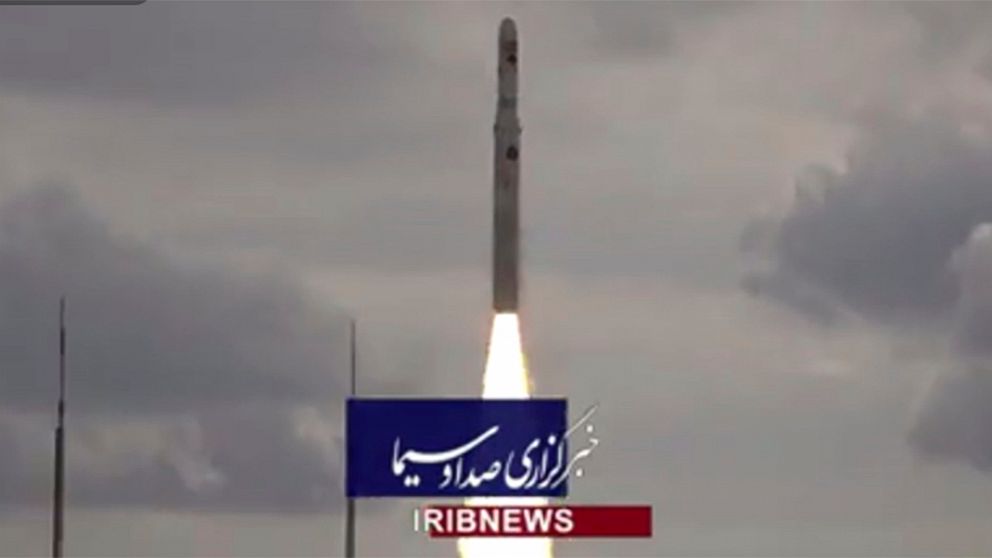 This image taken from video footage aired by Iranian state television on Saturday, Nov. 5, 2022, shows the launch of a satellite carrier rocket by Iran’s Revolutionary Guard from an undisclosed desert location. Iran’s powerful paramilitary Guard laun