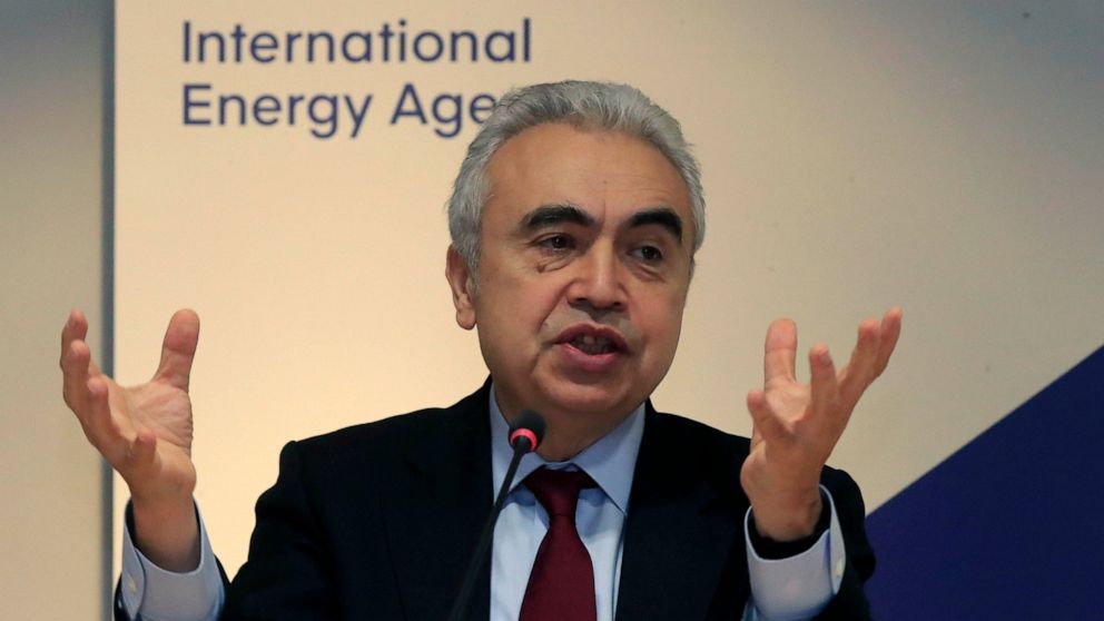 FILE - Executive Director of the International Energy Agency Fatih Birol speaks Wednesday, Nov. 13, 2019 in Paris. The head of the International Energy Agency has blamed Russia for much of Europe’s ongoing natural gas crisis. Fatih Birol said Wednesd