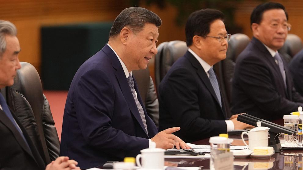 PHOTO: China's President Xi Jinping talks to Irish Prime Minister Micheal Martin during a bilateral meeting at the Great Hall of the People in Beijing, China, on Jan. 5, 2026.
