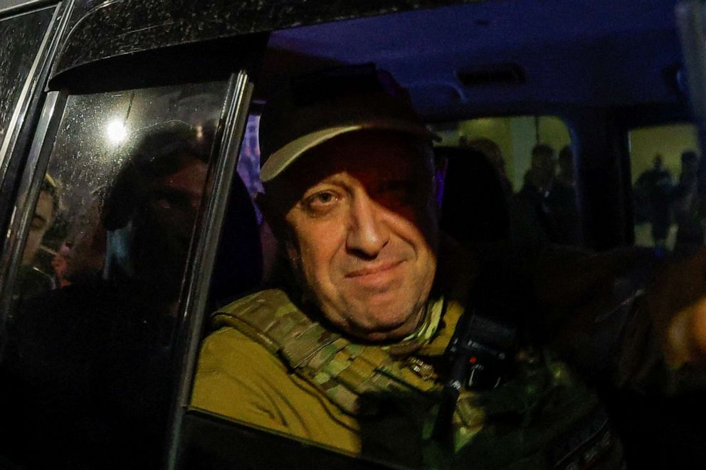 PHOTO: Wagner mercenary chief Yevgeny Prigozhin leaves the headquarters of the Southern Military District amid the group's pullout from the city of Rostov-on-Don, Russia, June 24, 2023.