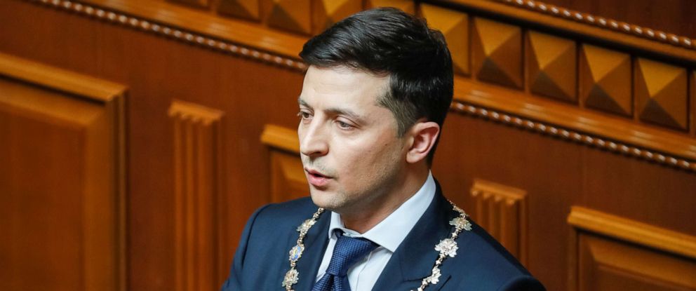 Comedian Volodymyr Zelenskiy sworn in as Ukraine's president, dissolves