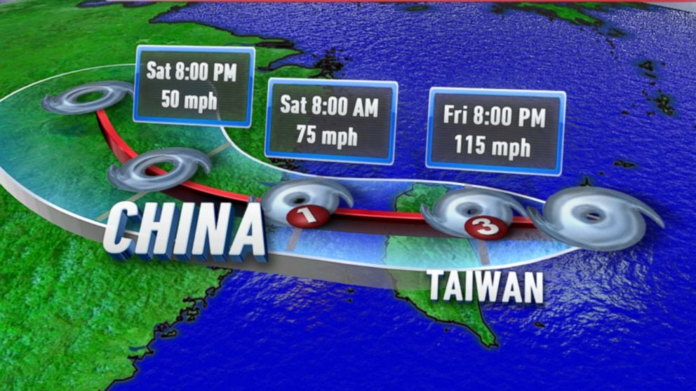 PHOTO: A map showing the rain forecast for Typhoon Soudelor. 