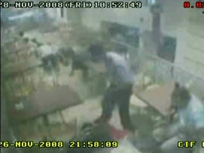Picture of people being shot at in Mumbai.