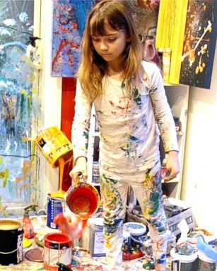 PHOTO: Aelita Andre at work in her studio nicknamed 'Aelita's Magical World'.