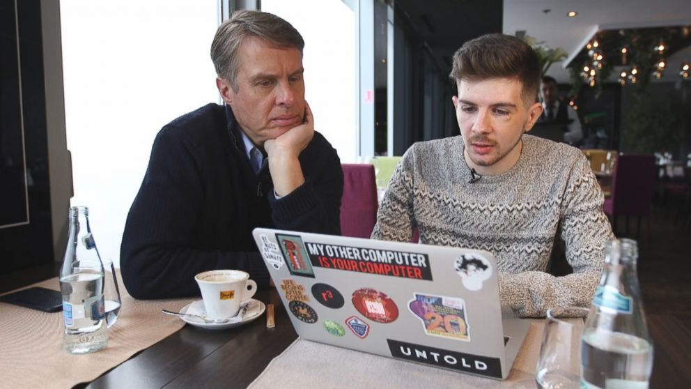 Alex Coltuneac (right) is seen here with ABC News' Terry Moran (left) during a 2018 interview for "Nightline."