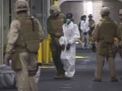 VIDEO: Somali pirates aboard U.S. Navy ship.