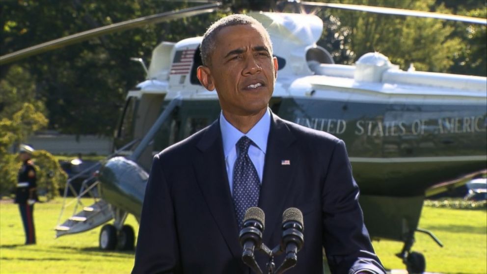 President Obama makes a statement from the White House on Sept. 23, 2014, the morning after US officials confirmed airstrikes against ISIS targets in Syria.