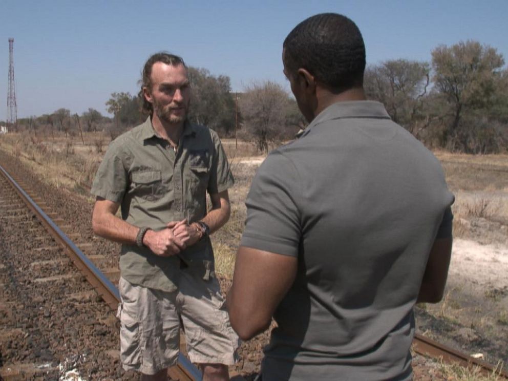 Brent Stapelkamp, one of the lion researchers who tracked Cecil with a GPS collar, shows ABC News Ryan Smith the Zimbabwe park Cecil lived in.