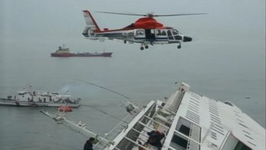 VIDEO: Passengers swam to rafts and were lifted by helicopter from the sinking ferry off South Korea's coast. 