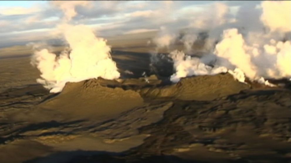 PHOTO: This frame still shows an aerial view of volcano in Bardarbunga, Iceland.